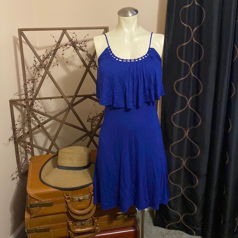 Royal blue drawstring dress